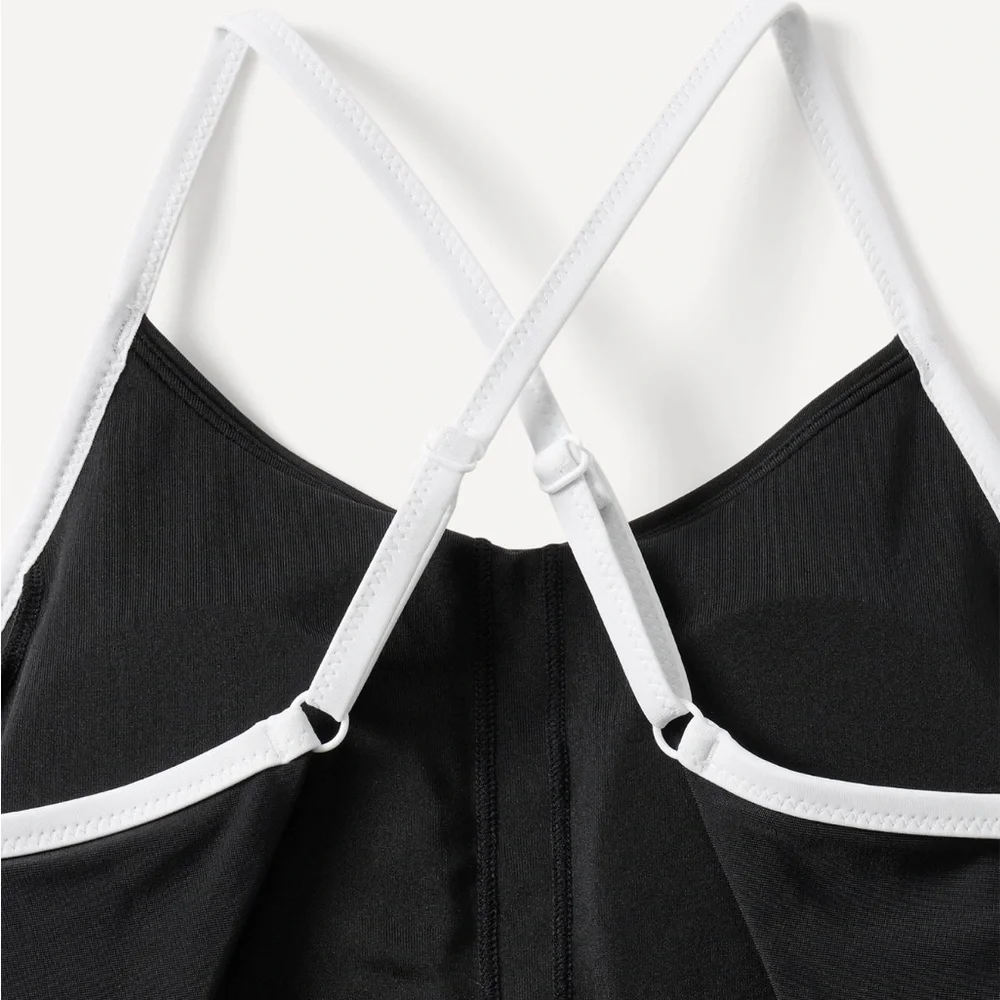 NWT Athleta Girl Adjustable Black/White One Piece Swimsuit size 16.